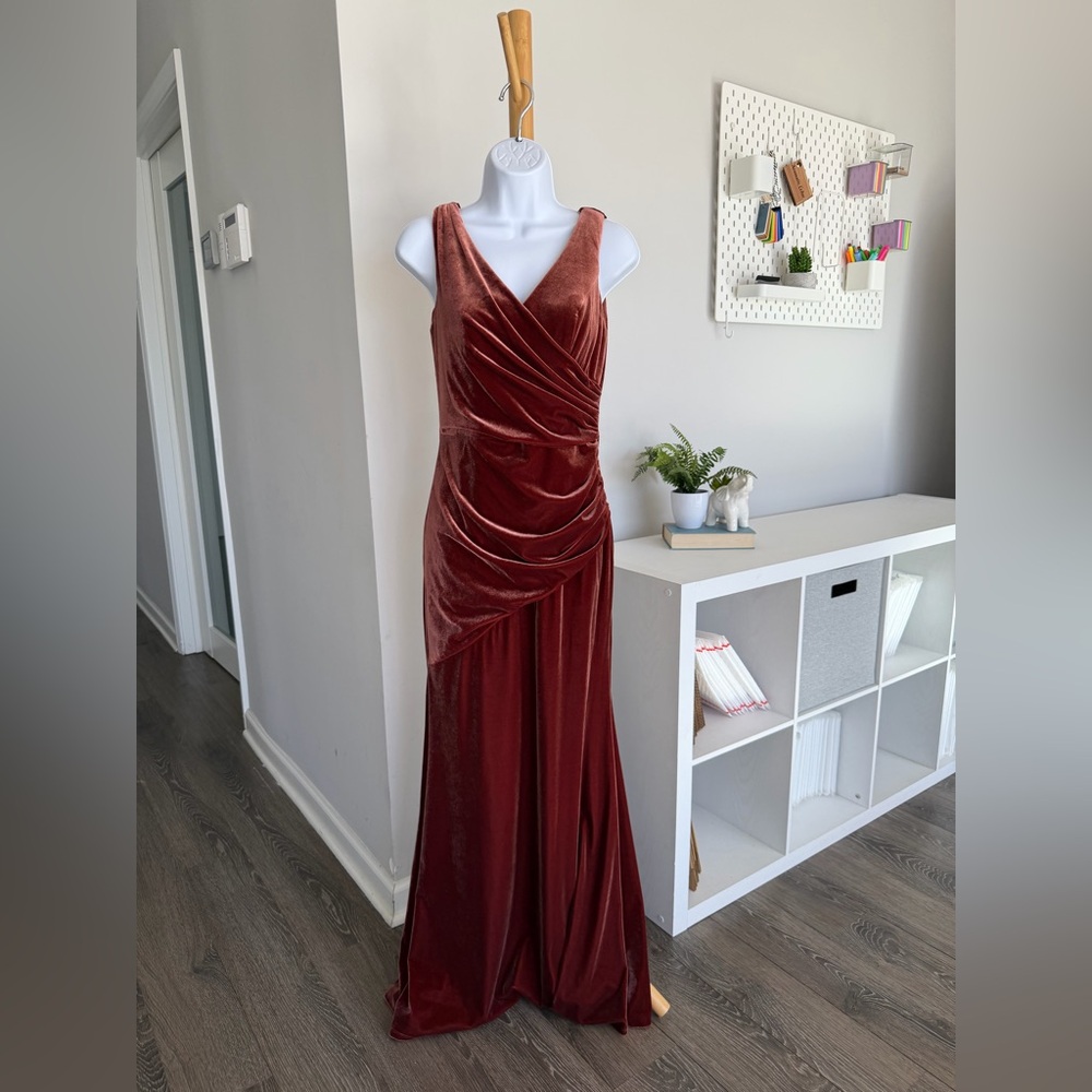 Revelry Dawson Velvet Dress in Terracotta Size 4 Bridesmaid Dress - Picture 3 of 7
